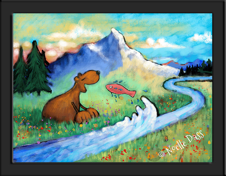 A Meditation on Perspective (Bear and Fish Version 2) Paper / 6x8 / Framed