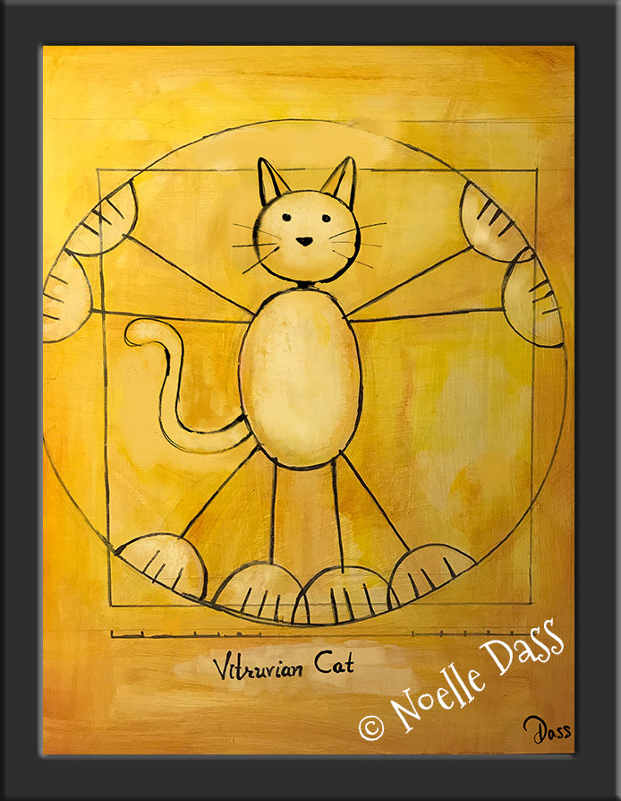 Vitruvian Cat Paper / 6x8 / Framed