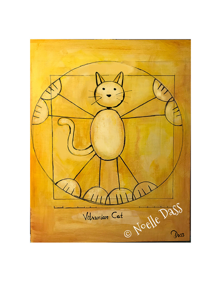 Vitruvian Cat Paper / 11x14 with white border/image is 8x10 / Unframed