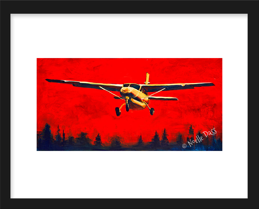 Into the Fire Cessna Caravan Prints Paper / 11x14 white border/Image is 5.5x11 / Black Frame