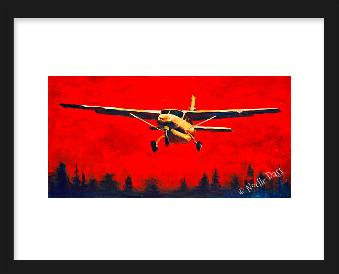 Into the Fire Cessna Caravan Prints Paper / 11x14 white border/Image is 5.5x11 / Black Frame