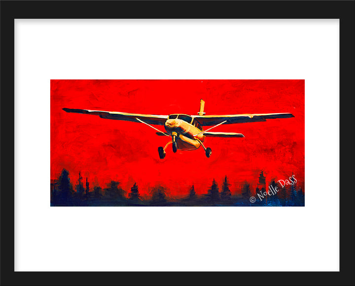 Into the Fire Cessna Caravan Prints Paper / 11x14 white border/Image is 5.5x11 / Black Frame