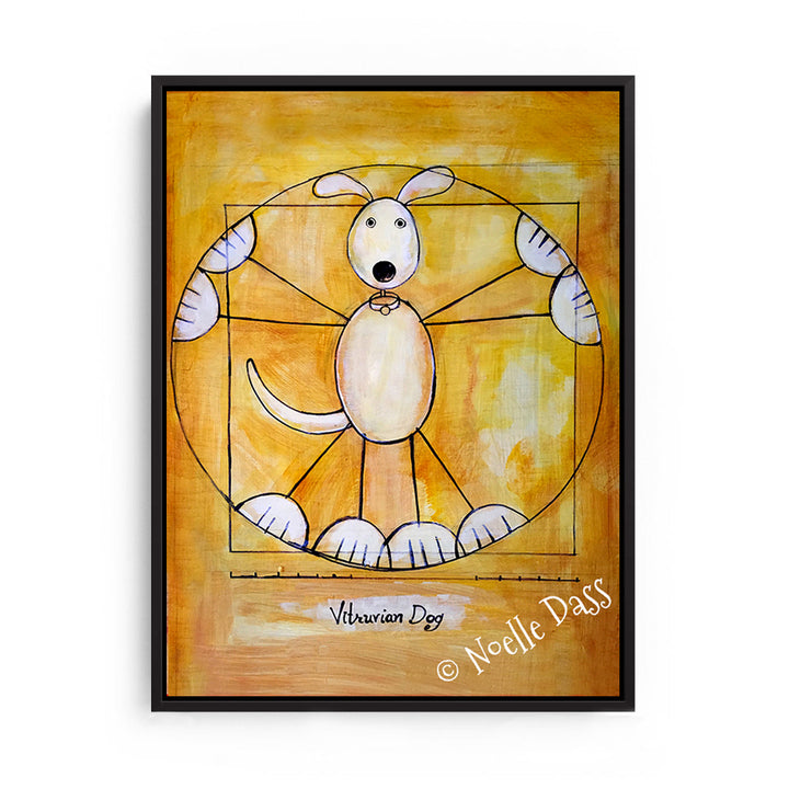 Vitruvian Dog Da Vinci Dog Canvas / 11x14 / Black Floating Frame