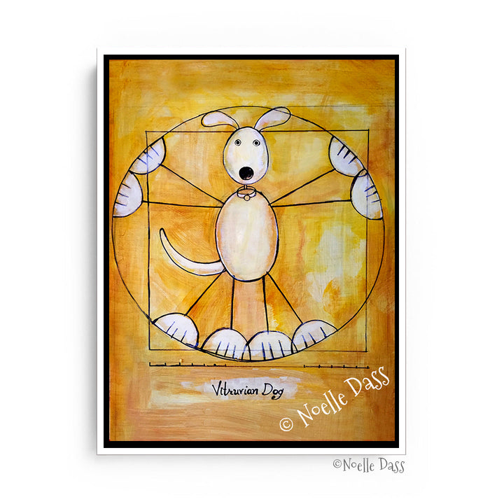 Vitruvian Dog Da Vinci Dog Canvas / 11x14 / White Floating Frame