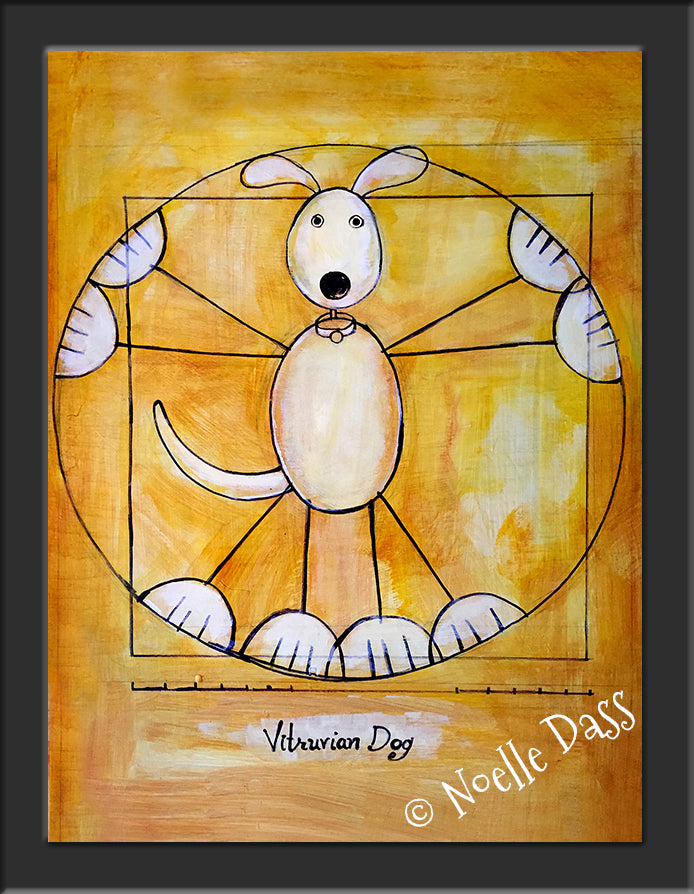 Vitruvian Dog Da Vinci Dog Paper / 6x8 / Framed