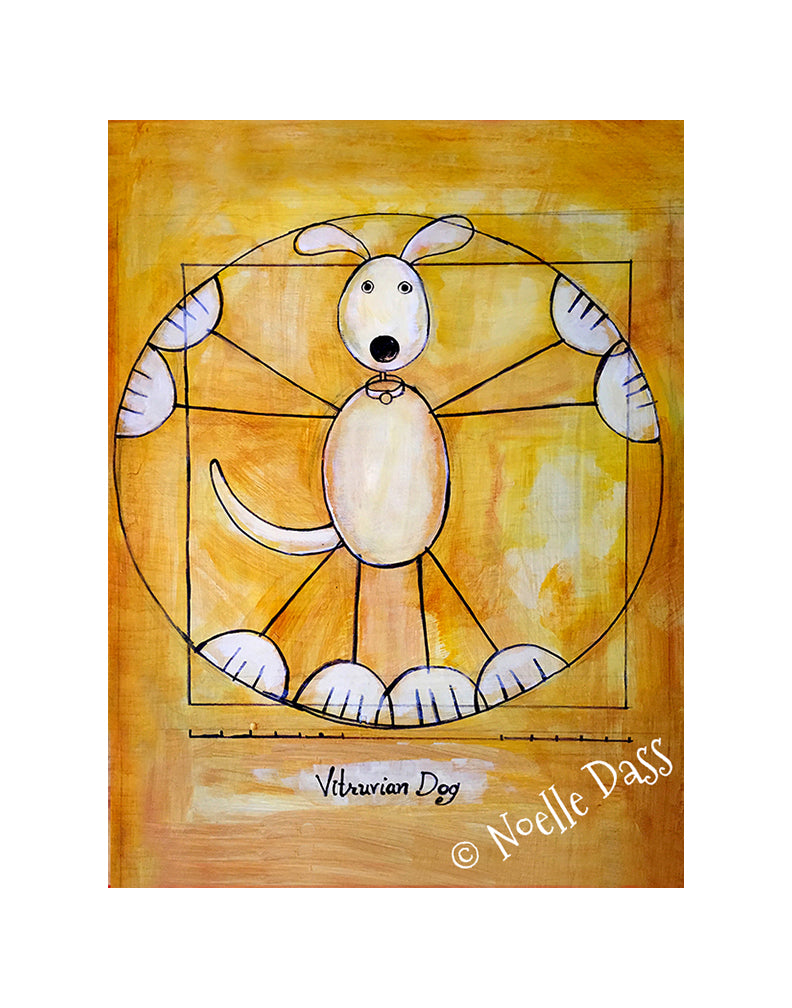 Vitruvian Dog Da Vinci Dog Paper / 11x14 with white border/image is 8x10 / Unframed
