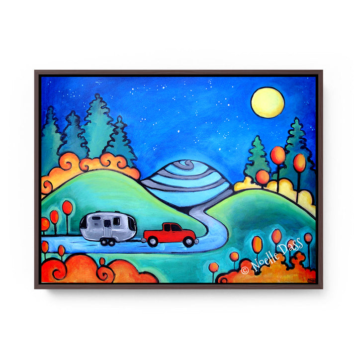 Follow Your Dreams Camping Airstream Art Canvas / 11x14 / Espresso Floating Frame