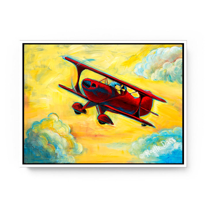 Pitts Biplane Pilot Dog Series Canvas / 11x14 / White Floating Frame