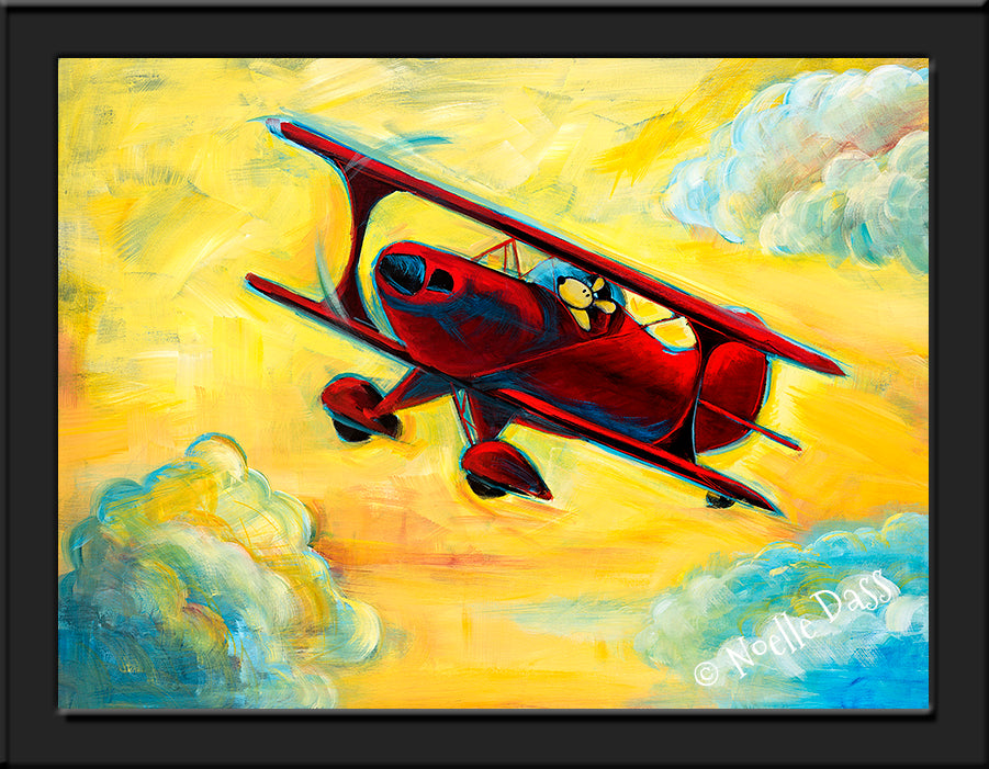 Pitts Biplane Pilot Dog Series Paper / 6x8 / Framed