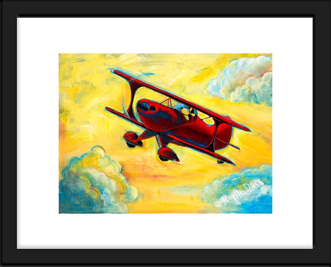 Pitts Biplane Pilot Dog Series Paper / 11x14 with white border/image is 8x10 / Black Frame