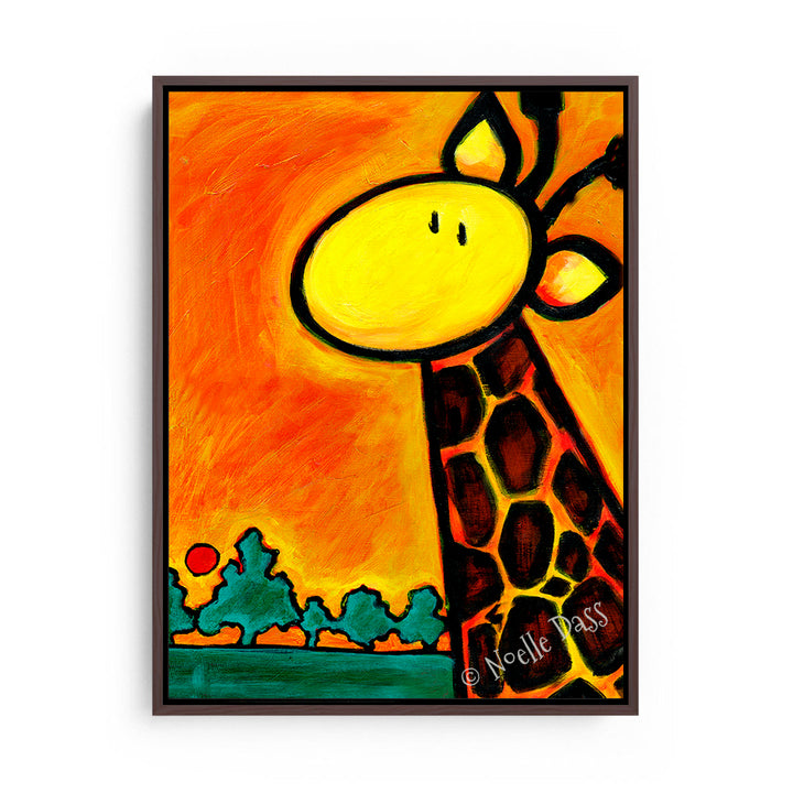 Giraffescape (Giraffe Art) Canvas / 11x14 / Espresso Floating Frame