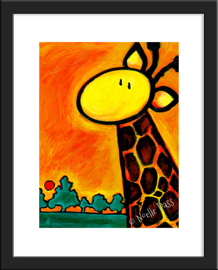 Giraffescape (Giraffe Art) Paper / 11x14 with white border/image is 8x10 / Black Frame