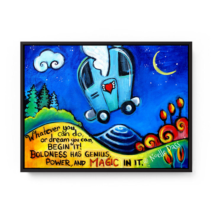 Boldness has Magic in It Goethe Quote with airstream Canvas / 11x14 / Black Floating Frame