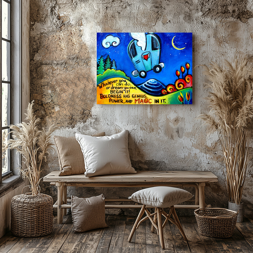 Boldness has Magic in It Goethe Quote with airstream Paper / 16x20 / Unframed