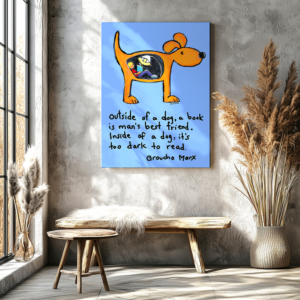 Man's Best Friend and Books Paper / 16x20 / Unframed