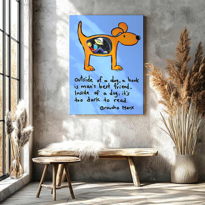 Man's Best Friend and Books Paper / 16x20 / Unframed