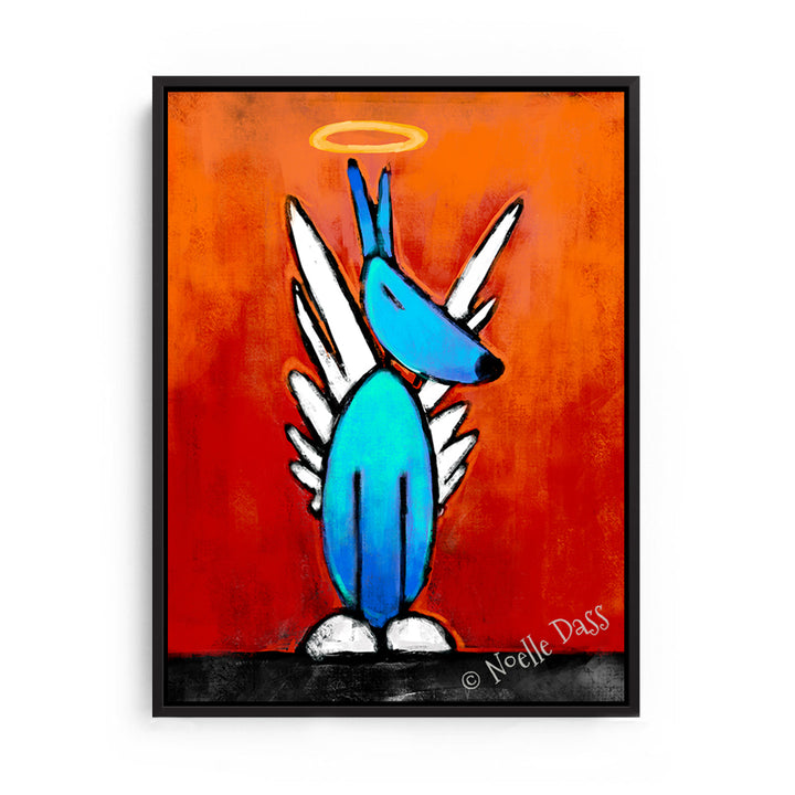 Love From Above Dog Angel' Canvas / 11x14 / Black Floating Frame