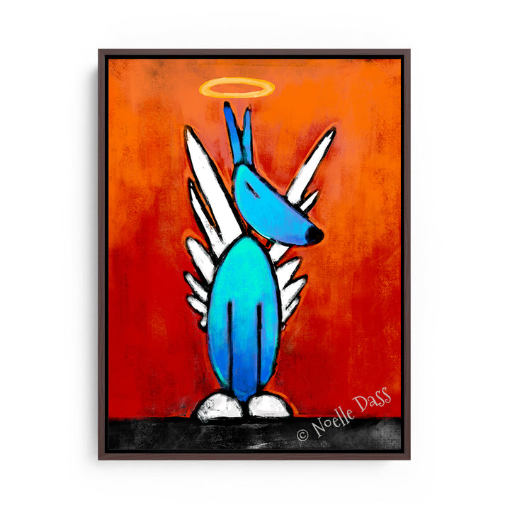 Love From Above Dog Angel' Canvas / 11x14 / Espresso Floating Frame