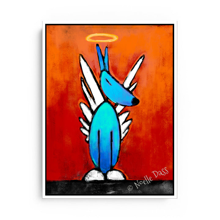Love From Above Dog Angel' Canvas / 11x14 / White Floating Frame