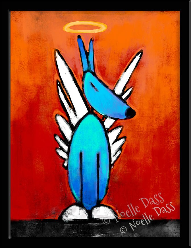 Love From Above Dog Angel' Paper / 6x8 / Framed