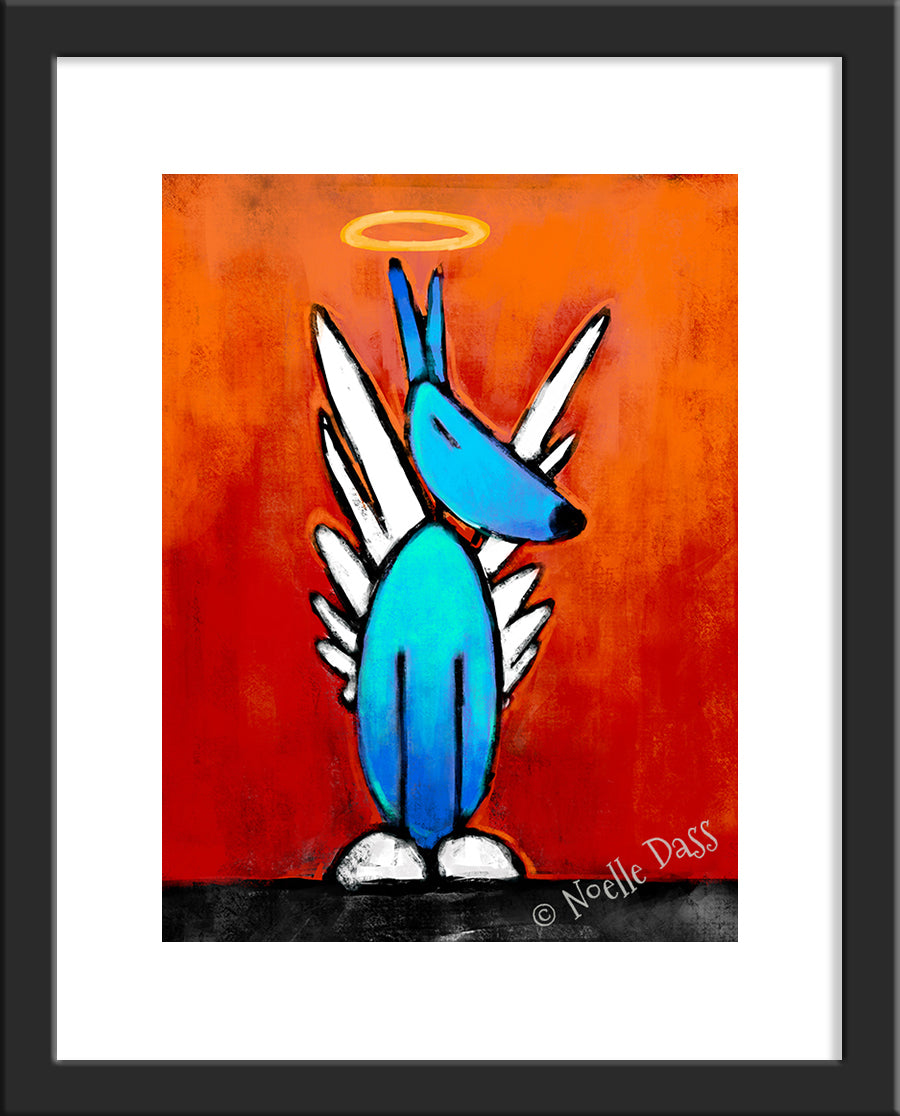 Love From Above Dog Angel' Paper / 11x14 with white border/image is 8x10 / Black Frame