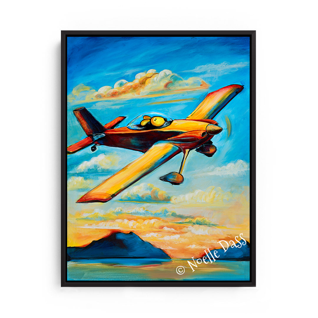 Home For Sunset  Pilot Dog Series Canvas / 11x14 / Black Floating Frame