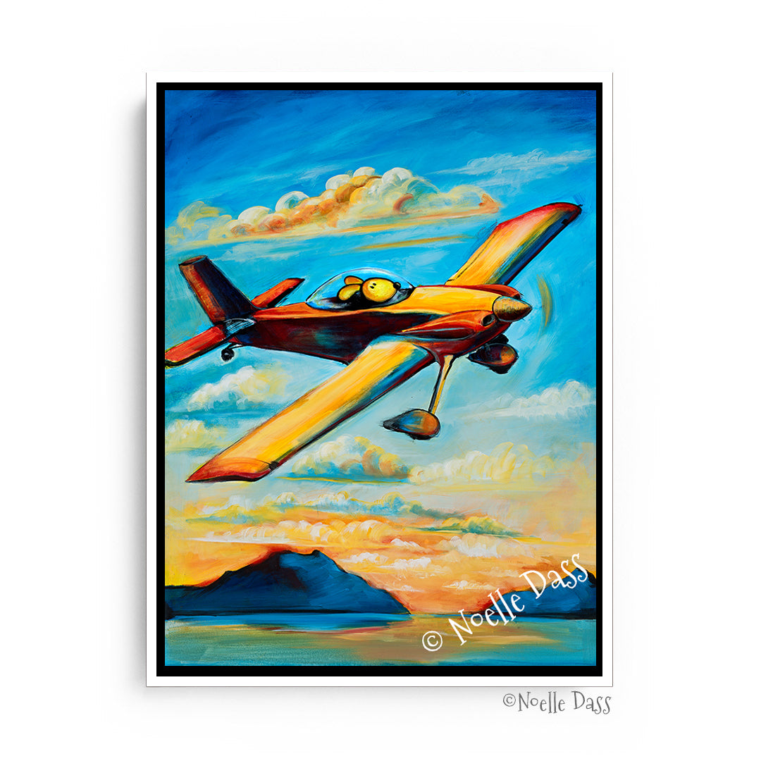 Home For Sunset  Pilot Dog Series Canvas / 11x14 / White Floating Frame