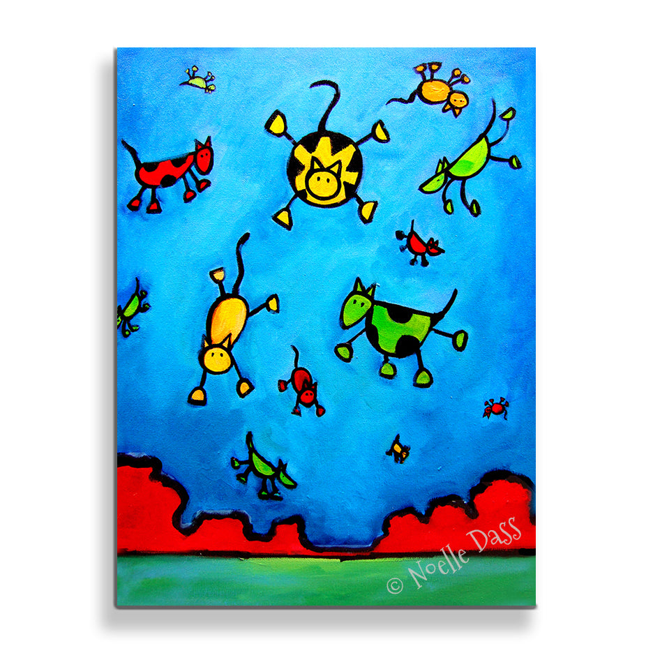 Partly Cloudy with a chance of Cats and Dogs Canvas / 11x14 / Unframed