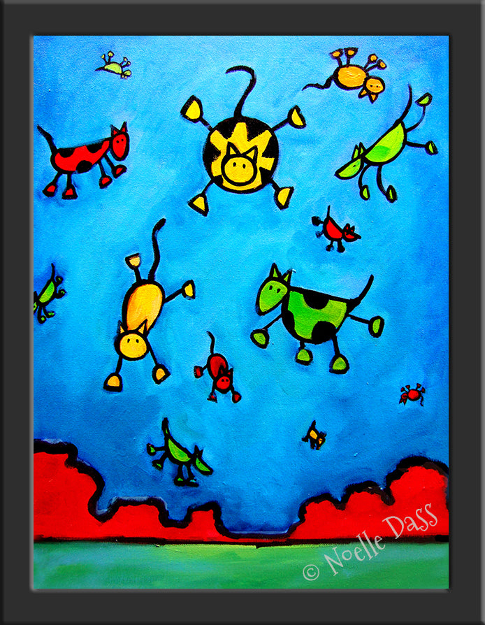 Partly Cloudy with a chance of Cats and Dogs Paper / 6x8 / Framed