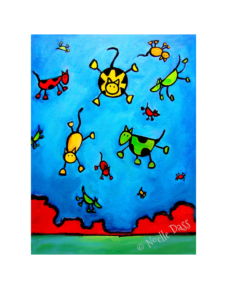 Partly Cloudy with a chance of Cats and Dogs Paper / 11x14 with white border/image is 8x10 / Unframed