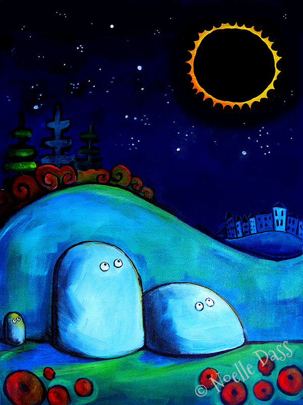 Rocks Gazing at Solar Eclipse Paper / 16x20 / Unframed