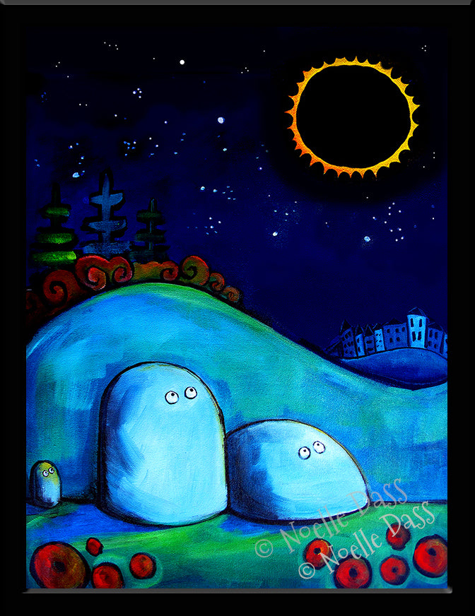 Rocks Gazing at Solar Eclipse Paper / 6x8 / Framed