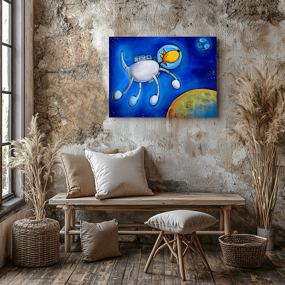 Space Walk NASA Dog Paper / 16x20 / Unframed