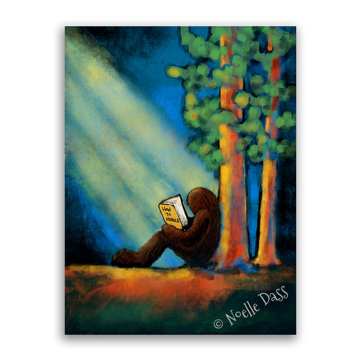 Bigfoot Reading (How to Mingle) Part 1 Canvas / 11x14 / Unframed