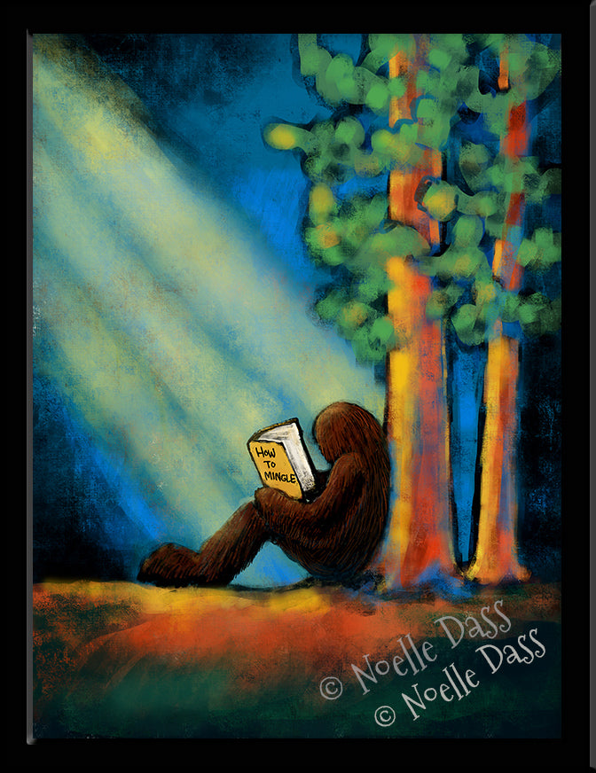 Bigfoot Reading (How to Mingle) Part 1 Paper / 6x8 / Framed
