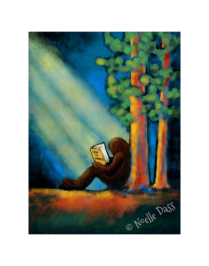 Bigfoot Reading (How to Mingle) Part 1 Paper / 11x14 with white border/image is 8x10 / Unframed