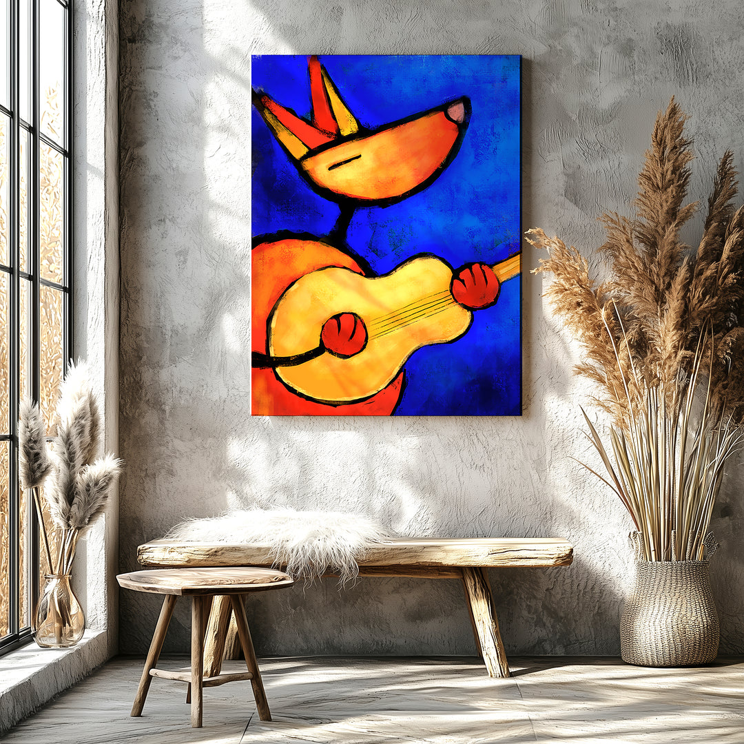 Ode to Joy - Dog Playing Guitar Paper / 16x20 / Unframed