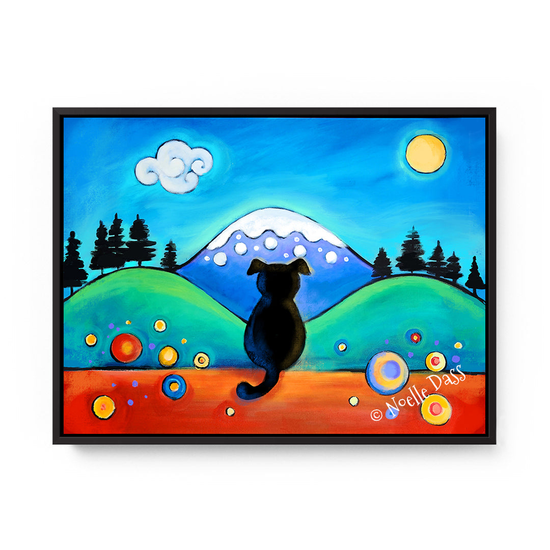 Dog with a View Canvas / 11x14 / Black Floating Frame