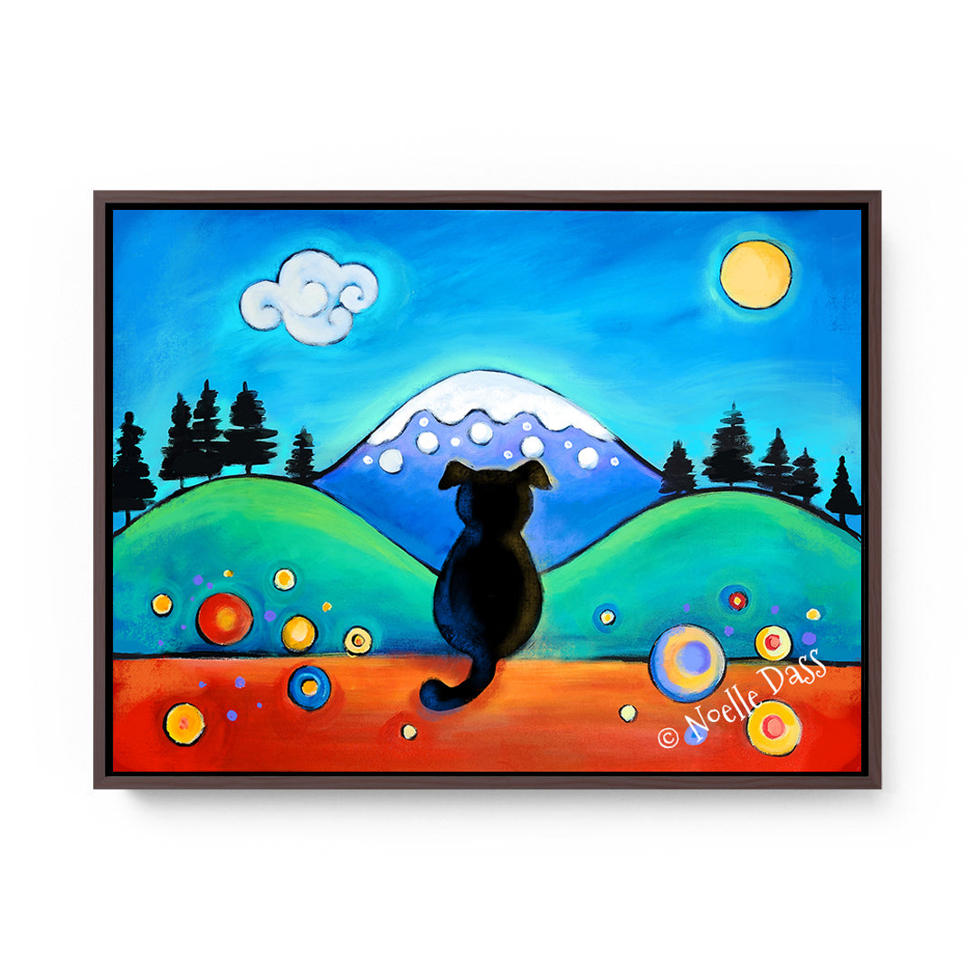 Dog with a View Canvas / 11x14 / Espresso Floating Frame