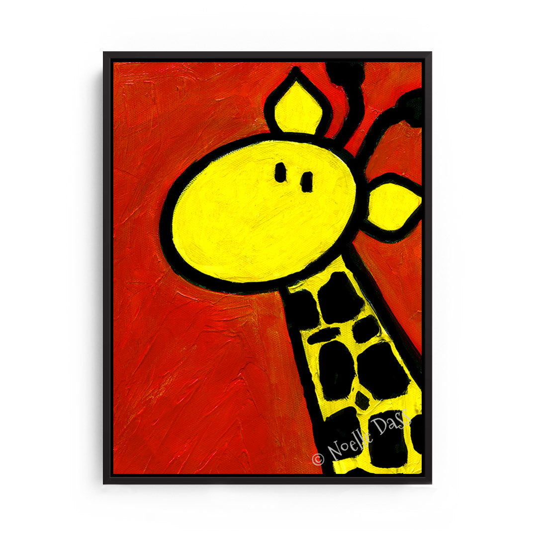 Portrait of a Giraffe Canvas / 11x14 / Black Floating Frame