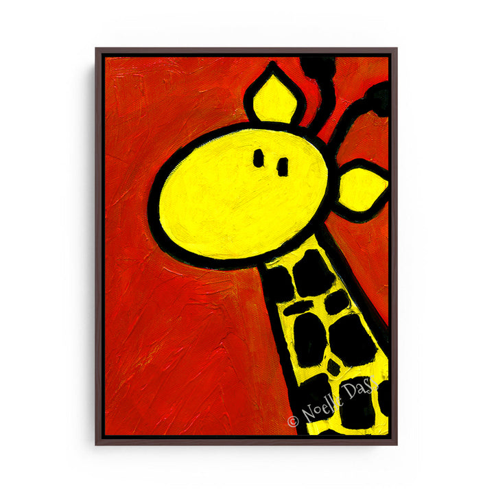 Portrait of a Giraffe Canvas / 11x14 / Espresso Floating Frame