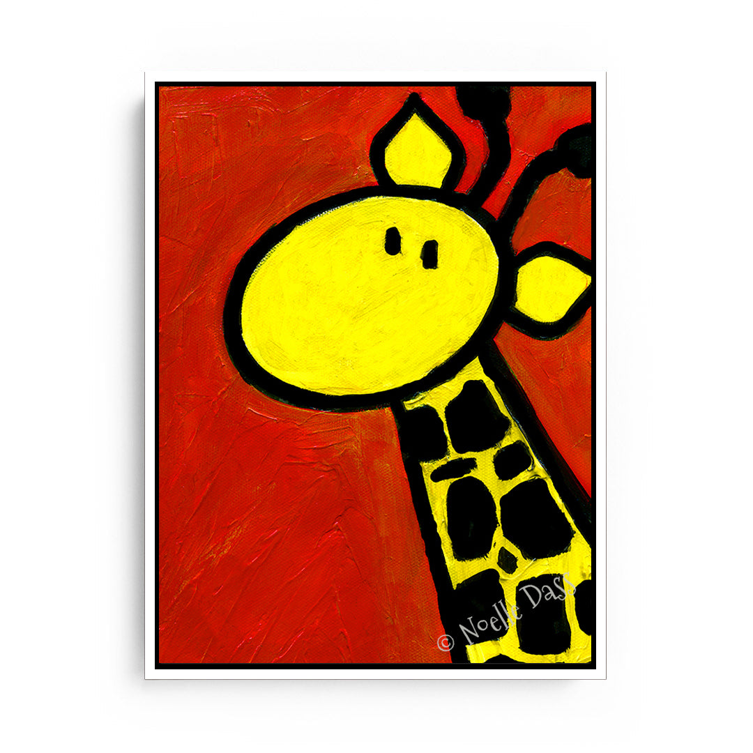 Portrait of a Giraffe Canvas / 11x14 / White Floating Frame