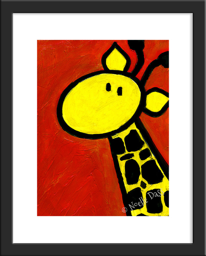 Portrait of a Giraffe Paper / 11x14 with white border/image is 8x10 / Black Frame
