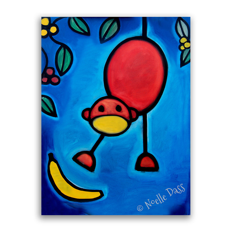 I Dropped My Banana Monkey art Canvas / 11x14 / Unframed