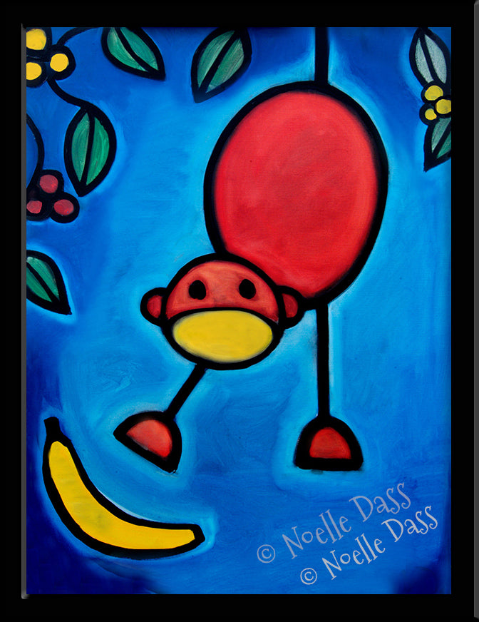 I Dropped My Banana Monkey art Paper / 6x8 / Framed