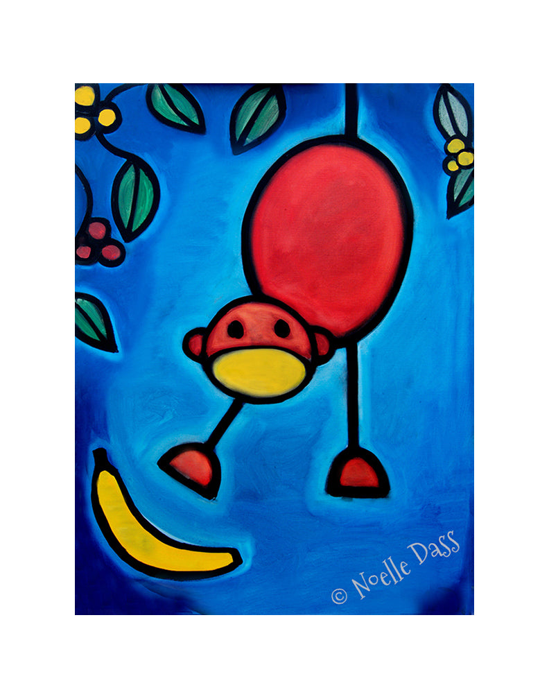 I Dropped My Banana Monkey art Paper / 11x14 with white border/image is 8x10 / Unframed