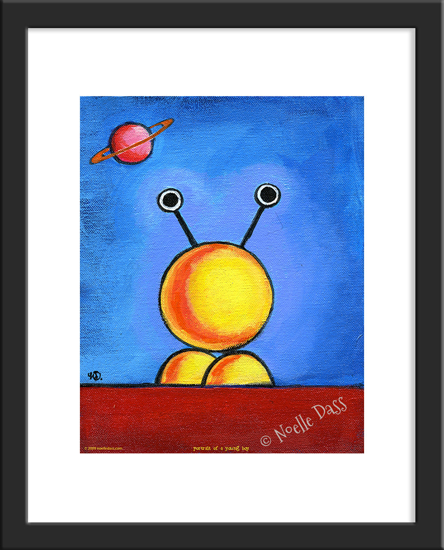 Portrait of a young alien boy Paper / 11x14 with white border/image is 8x10 / Black Frame
