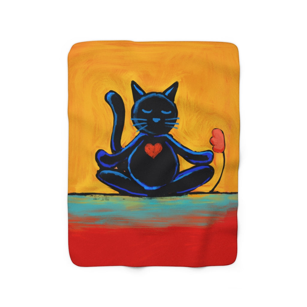 Cat Zen Sherpa Fleece Blanket