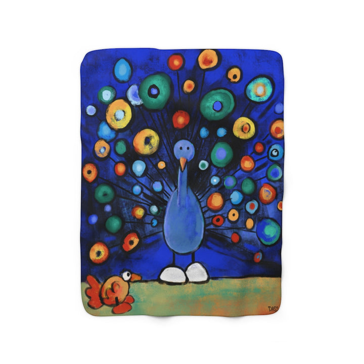 Peacock Wooing Chicken Sherpa Fleece Blanket
