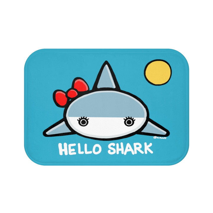 Hello Shark Blue Plush Bath Mat